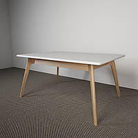 Дизайнерский прямоугольный стол Джим из дерева ясень с белой столешницой