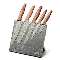 Ножи на магнитной подставке с мраморным покрытием 6 предметов Kamille Набор кухонных ножей с магнитной панелью