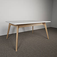 Дизайнерский прямоугольный стол Джим из дерева ясень с белой столешницой 1400х800 мм