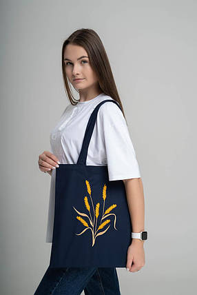 Практична еко-сумка для покупок "Колосок" синя, фото 2