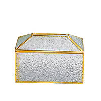 Салфетница кухонная бытовая для дома золотая Кристаллы стекло и метал 19×8×12 см SKU_618