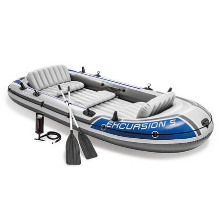Надувний човен Excursion 5 Set Intex 68325 (366х168х43 см) ручний насос 1.7л, весла 2 шт., фото 1