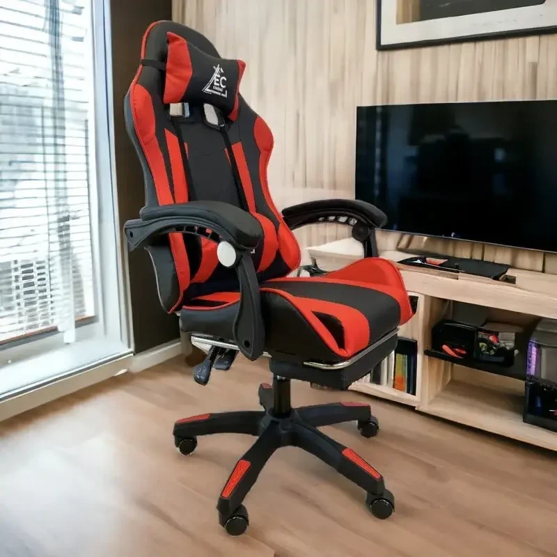 Крісло геймерське Gamer чорно-червоне ігрове з підставкою для ніг, фото 1