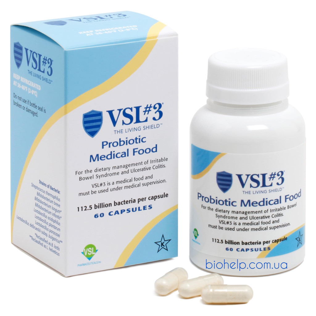 VSL#3 60 капсул. 112.5 мільярдів живих молочнокислих бактерій і біфідобактерій, 8 різних штамів., фото 1