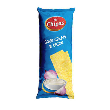 Чіпси Mr. Chipas Sour Cream and Onion, сметана і цибуля, 75г, 20 шт/ящ