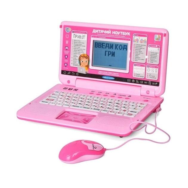 Інтерактивний навчальний дитячий ноутбук Limo Toy SK 7443 рожевого кольору