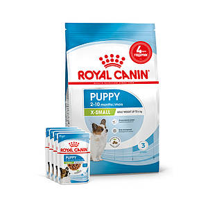 АКЦІЯ! Royal Canin X-Small Puppy сухий корм для цуценят дрібних порід 1.5КГ + 4 вологих павуків У ПОДАРУНОК!