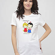 Жіноча Футболка daymart з принтом Love IS від KLik print білого кольору