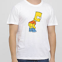 Футболка daymart мужская с принтом Барт Симпсон без штанов от KLik print белого цвета