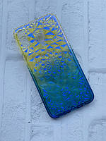 Силиконовый чехол для Samsung M20 Ромбы выпуклые. Желто-голубой