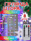 Гірлянда штора кольорова 2 на 3 метри USB на 200 LED RGB-лампочок фіранка з пультом у прозорому силіконі, фото 2