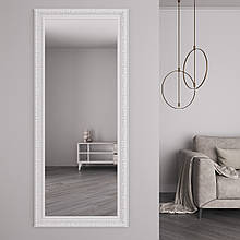 Біле настінне дзеркало в широкій рамі з орнаментом 176х56 Black Mirror для дому магазину студії