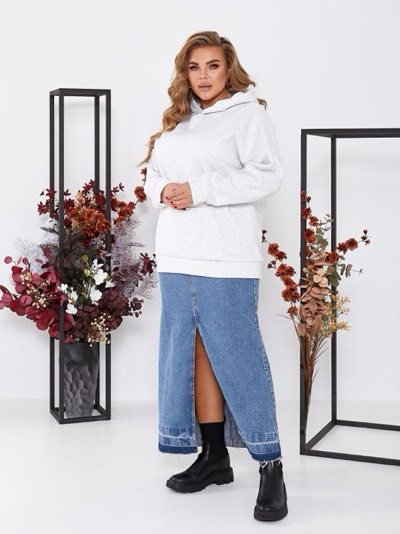 Подовжений худи тринитка з начосом ОVERSIZE H500-7 осінь-зима. вир-во Україна., фото 1