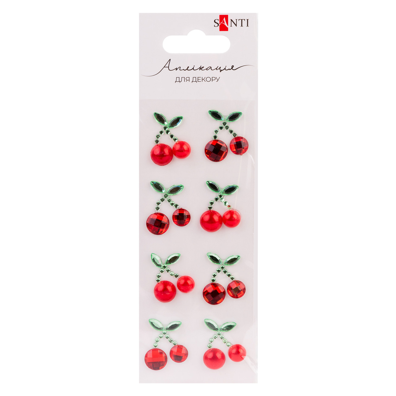 Аплікація SANTI зі страз самоклеючих Вишеньки 7х14 см, фото 1