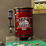 Бочка бар у червоному кольорі на коліщатках із підсвіткою, наливатором, оригінальний подарунок босу, від колективу, фото 4