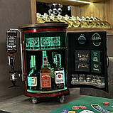 Бочка бар у червоному кольорі на коліщатках із підсвіткою, наливатором, оригінальний подарунок босу, від колективу, фото 8