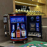 Бочка бар у червоному кольорі на коліщатках із підсвіткою, наливатором, оригінальний подарунок босу, від колективу, фото 7