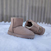 UGG зимние Угги низкие эко -ЗАМША женские бежевые теплые полусапожки ботиночки мужские унисекс, фото 3