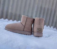 UGG зимние Угги низкие эко -ЗАМША женские бежевые теплые полусапожки ботиночки мужские унисекс, фото 5