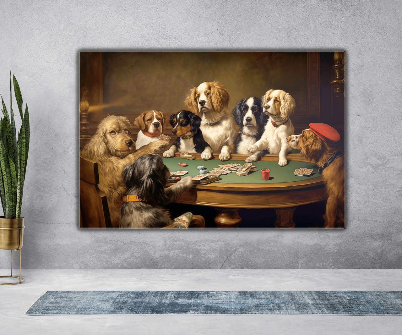 Картина інтер'єрна на полотні для кабінету Собаки грають у покер, фото 1