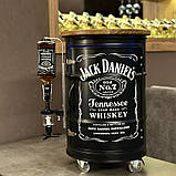 Бочка бар у чорному кольорі на коліщатках із підсвіткою, наливатором, подарунок до дня захисника України, фото 2