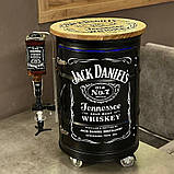 Бочка бар у чорному кольорі на коліщатках із підсвіткою, наливатором, подарунок до дня захисника України, фото 5