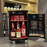 Бочка бар у чорному кольорі на коліщатках із підсвіткою, наливатором, подарунок до дня захисника України, фото 6
