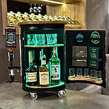 Бочка бар у чорному кольорі на коліщатках із підсвіткою, наливатором, подарунок до дня захисника України, фото 3