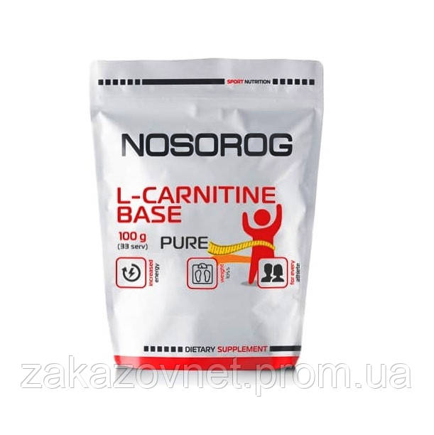 Жироспалювач для спорту Nosorog Nutrition L-Carnitine Base 100 g 33 servings Pure ZK, код: 7808587