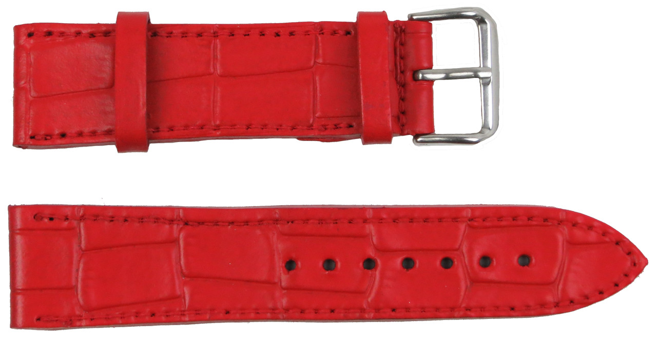 Шкіряний ремінець для годинника Mykhail Ikhtyar Ш22 мм червоний, фото 1