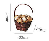 Мініатюра плетений кошик з яйцями 4 см, фото 2