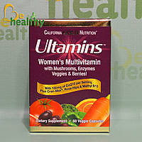Мультивитаминный комплекс для женщин с Q10, грибами, ферментами Ultamins, California Gold Nutrition, 60 капсул