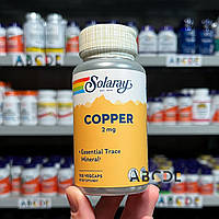 Solaray Copper хелатная медь, 2 мг, 100 вегетарианских капсул