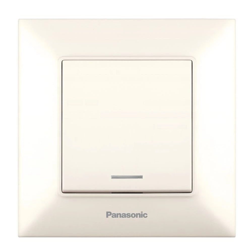 Вимикач з підсвіткою одноклавішний Panasonic Arkadia Slim кремовий, фото 1