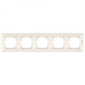 Рамка для розетки 5 постів горизонтальна Panasonic Arkedia Slim кремова, фото 1