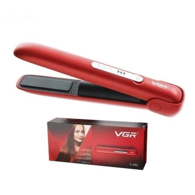 Випрямляч для волосся Hair Straightener VGR V-585 бездротовий, з 3 рівнями нагрівання, Червоний Срібло
