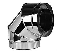 Коліна для димоходу з неіржавкої сталі з термоізоляцією в оцинкованому кожусі (90°)