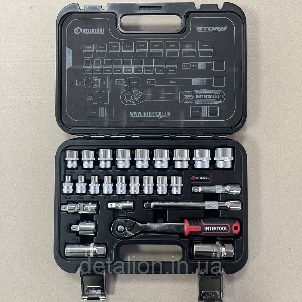 Набір інструментів 3/8", 26 од., Cr-V STORM INTERTOOL ET-8026