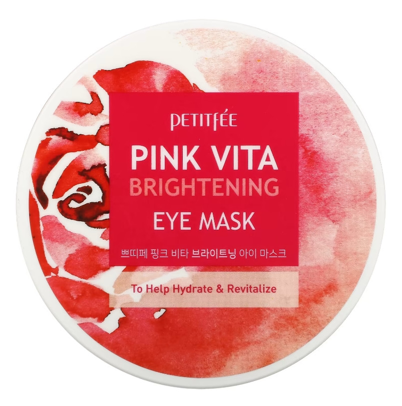 Освітлювальні патчі з дамаською трояндою Petitfee Pink Vita Brightening Eye Mask 60 шт., фото 1