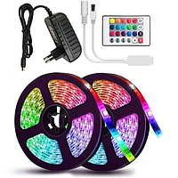 Cветодиодная RGB Led лента 5 м 5050 | Лента RGB с блоком и пультом управления | Многоцветная лента