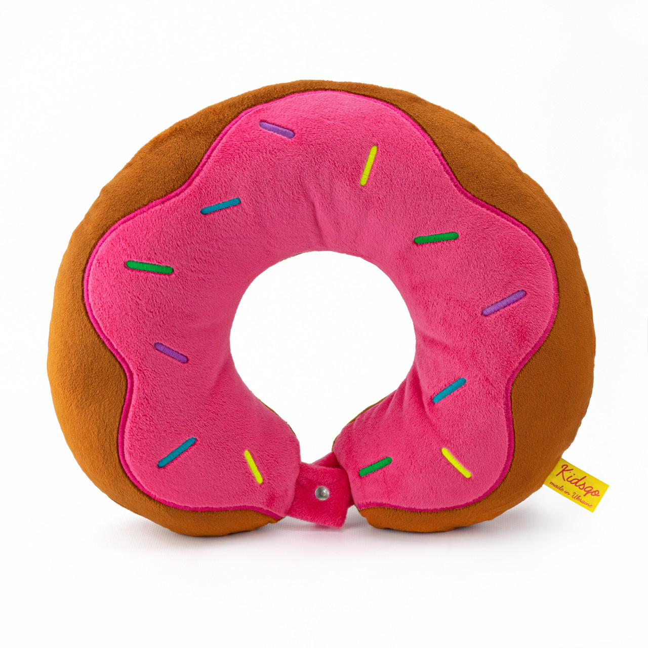 М'яка іграшка Kidsqo Подушка для подорожей Пончик рожевий 30 см (KD6951)