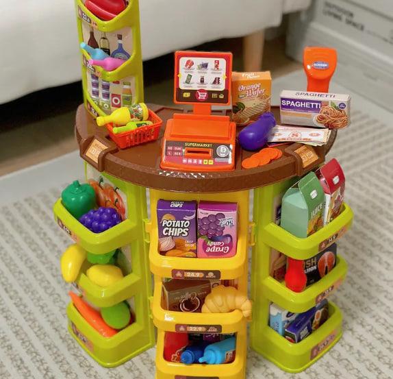 Большой детский супермаркет игрушечный Магазин с продуктами в наборе 62 предмета разноцветный