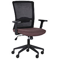 Кресло компьютерное офисное с сетчатой спинкой AMF Uran Black обивка Сидней-26 ткань коричневый до 120 кг