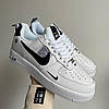 Кросівки Nike Air Force 1 07 low Utility Ultra White Black Найк Аїр Форси чорно-білі кеди низькі шкіряні жіночі чоловічі, фото 4