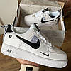 Кросівки Nike Air Force 1 07 low Utility Ultra White Black Найк Аїр Форси чорно-білі кеди низькі шкіряні жіночі чоловічі, фото 2