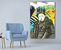 Стильная патриотическая картина на холсте Современный Тарас Шевченко, портрет. 90, 60