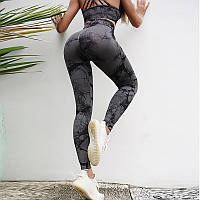 Лосины спортивные серые для фитнеса и тренировок Леггинсы женские для бега йоги с высокой талией