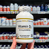 Витамин D3 California Gold Nutrition, 50 мкг (2000 МЕ), 360 капсул