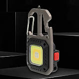W5138 Акумуляторний mini LED-ліхтарик брелок  500 Lm, 500 mAh, Type-C (7 режимів, карабін, викрутки), фото 5