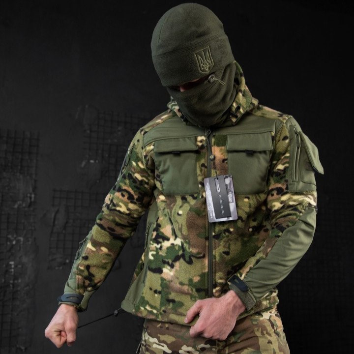 Тактическая флисовая куртка MTK Сombo multicam, флисска со вставками Softshell мультикам для армии 3XL - фото 1 - id-p2070905410